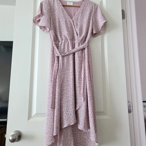 Sienna Sky Wrap Look Midi Dress Floral Womens Size S Light Purple/Light Pink - Picture 2 of 9